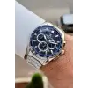 Kadranı Lacivert Kordonu Gümüş Renk 44 Mm Göstergeleri Aktif Erkek Kol Saati
