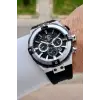 Santa Barbara Polo & Racquet Club Kasası Gümüş Kordonu Siyah Renk 45 mm Renk Atmaz Çelik Kasa Erkek Kol Saati