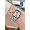 Gold Gümüş Renk 26 mm Kadın Kol Saati ve Bileklik