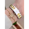 Gold Gümüş Renk 26 mm Kadın Kol Saati ve Bileklik