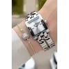 Gümüş Renk 24 Mm Zincirli Kadın Kol Saati ve Hediye Bileklik