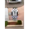 Gümüş Renk 24 Mm Zincirli Kadın Kol Saati ve Hediye Bileklik