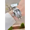 Gümüş Renk 24 Mm Zincirli Kadın Kol Saati ve Hediye Bileklik