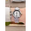 Gümüş Renk 30 Mm Kristal Cam Kadın Kol Saati ve Hediye Bileklik