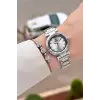 Gümüş Renk 30 Mm Kristal Cam Kadın Kol Saati ve Hediye Bileklik