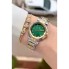 Kadranı Yeşil Kordonu Gold Gümüş Renk 30 Mm Kadın Kol Saati ve Bileklik