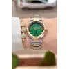 Kadranı Yeşil Kordonu Gold Gümüş Renk 30 Mm Kadın Kol Saati ve Bileklik