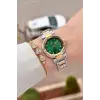 Kadranı Yeşil Kordonu Gold Gümüş Renk 30 Mm Kadın Kol Saati ve Bileklik