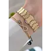 Gold Renk 30 Mm Kadın Kol Saati ve Hediye Bileklik