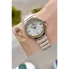 Gold Gümüş Renk 30 Mm Kadın Kol Saati ve Hediye Bileklik