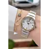 Gold Gümüş Renk 30 Mm Kadın Kol Saati ve Hediye Bileklik
