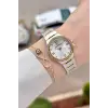 Gold Gümüş Renk 30 Mm Kadın Kol Saati ve Hediye Bileklik
