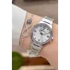 Gümüş Renk 30 Mm Kadın Kol Saati ve Hediye Bileklik
