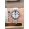 Gümüş Renk 30 Mm Kadın Kol Saati ve Hediye Bileklik