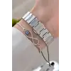 Gümüş Renk 30 Mm Kadın Kol Saati ve Hediye Bileklik