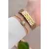 Santa Barbara Polo & Racquet Club Gold Renk 27,5 Mm Tam Çelik 5 ATM Su Geçirmez Kadın Kol Saati ve Bileklik