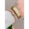 Santa Barbara Polo & Racquet Club Kadranı Yeşil Korodnu Gold Renk 27,5 Mm Tam Çelik 5 ATM Su Geçirmez Kadın Kol Saati ve Bileklik