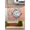 Gümüş Renk 35 Mm Hediye Paketli Kadın Kol Saati ve Bileklik