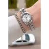 Gümüş Renk 24 Mm Tam Çelik Paslanmaz Kadın Kol Saati ve Bileklik