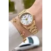 Gold Renk 30 Mm Kadın Kol Saati ve Hediye Bileklik