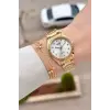 Gold Renk 30 Mm Kadın Kol Saati ve Hediye Bileklik