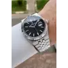 Kadranı Siyah Kordonu Gümüş Renk 5 ATM Hediye Paketli 41 mm Erkek Kol Saati