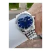 Kadranı Lacivert Kordonu Gümüş Renk Hediye Paketli 41 mm Erkek Kol Saati