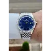 Kadranı Lacivert Kordonu Gümüş Renk Hediye Paketli 41 mm Erkek Kol Saati