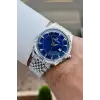 Kadranı Lacivert Kordonu Gümüş Renk Hediye Paketli 41 mm Erkek Kol Saati