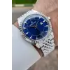 Kadranı Lacivert Kordonu Gümüş Renk Hediye Paketli 41 mm Erkek Kol Saati