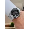 Kadranı Siyah Kordonu Gümüş Renk 39 mm İç Göstergeleri Aktif Erkek Kol Saati