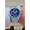 Kadranı Lacivert Kordonu Gümüş Renk Hediye Paketli 45 mm Erkek Kol Saati