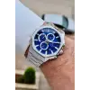 Kadranı Lacivert Kordonu Gümüş Renk Hediye Paketli 45 mm Erkek Kol Saati