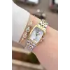 Gold Gümüş Renk 26 mm Kadın Kol Saati ve Hediye Bileklik