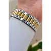 Kadranı Yeşil Kordonu Gold Gümüş Renk 40 mm Çelik Metaryel Erkek Kol Saati