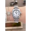 Gümüş Renk 28 mm Kristal Cam Kadın Kol Saati ve Bileklik