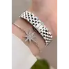 Gümüş Renk 28 mm Kristal Cam Kadın Kol Saati ve Bileklik