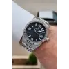Kadranı Siyah Kordonu Gümüş Renk 41 mm Takvimli Erkek Kol Saati