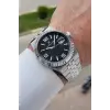 Kadranı Siyah Kordonu Gümüş Renk 41 mm Takvimli Erkek Kol Saati
