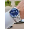 Kadranı Lacivert Kordonu Gümüş Renk 41 mm Takvimli Erkek Kol Saati