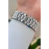 Kadranı Siyah Kordonu Gümüş Renk 40 mm Kristal Cam Çelik Metaryel Erkek Kol Saati