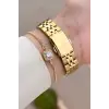 Gold Renk 35 Mm Hediye Paketli Kadın Kol Saati Ve Bileklik