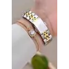 Gold Gümüş Renk 35 Mm Hediye Paketli Kadın Kol Saati Ve Bileklik