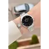Kadranı Siyah Kordonu Gümüş Renk 35 mm Kadın Kol Saati ve Hediye Bileklik