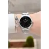 Gümüş Siyah Renk 35 mm Hediye Paketli Kadın Kol Saati ve Bileklik