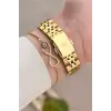 Gold Renk 35 mm Hediye Paketli Kadın Kol Saati ve Bileklik