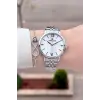 Gümüş Renk 35 mm Hediye Paketli Kadın Kol Saati ve Bileklik