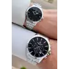 Kadranı Siyah Kordonu Gümüş Renk Sevgili Çift Kol Saati STISTE5