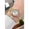 Gold Renk Hediye Paketli Kadın Kol Saati ve Hediye Baget Bileklik