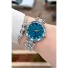 Kadranı Mavi Kordonu Gümüş Renk 32 mm Kadın Kol Saati ve Bileklik